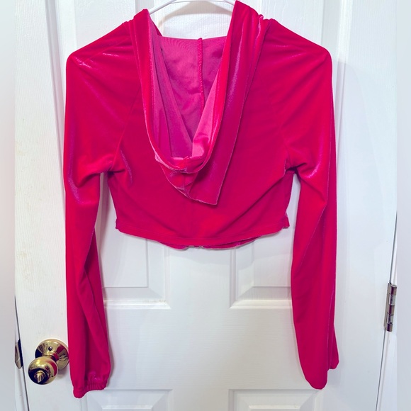 SHEIN EZwear Y2k Hot Pink Velvet Tracksuit Zip-up Hoodie & Pants Womens Size XS - Picture 7 of 14